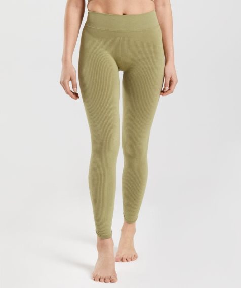 Women's Gymshark Pause Seamless Leggings Olive | NZ 2WVKFA